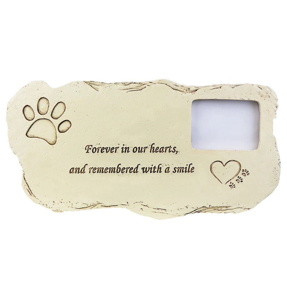 Cherished Memories: Personalized Pet Memorial Stone with Photo Frame for Dogs & Cats